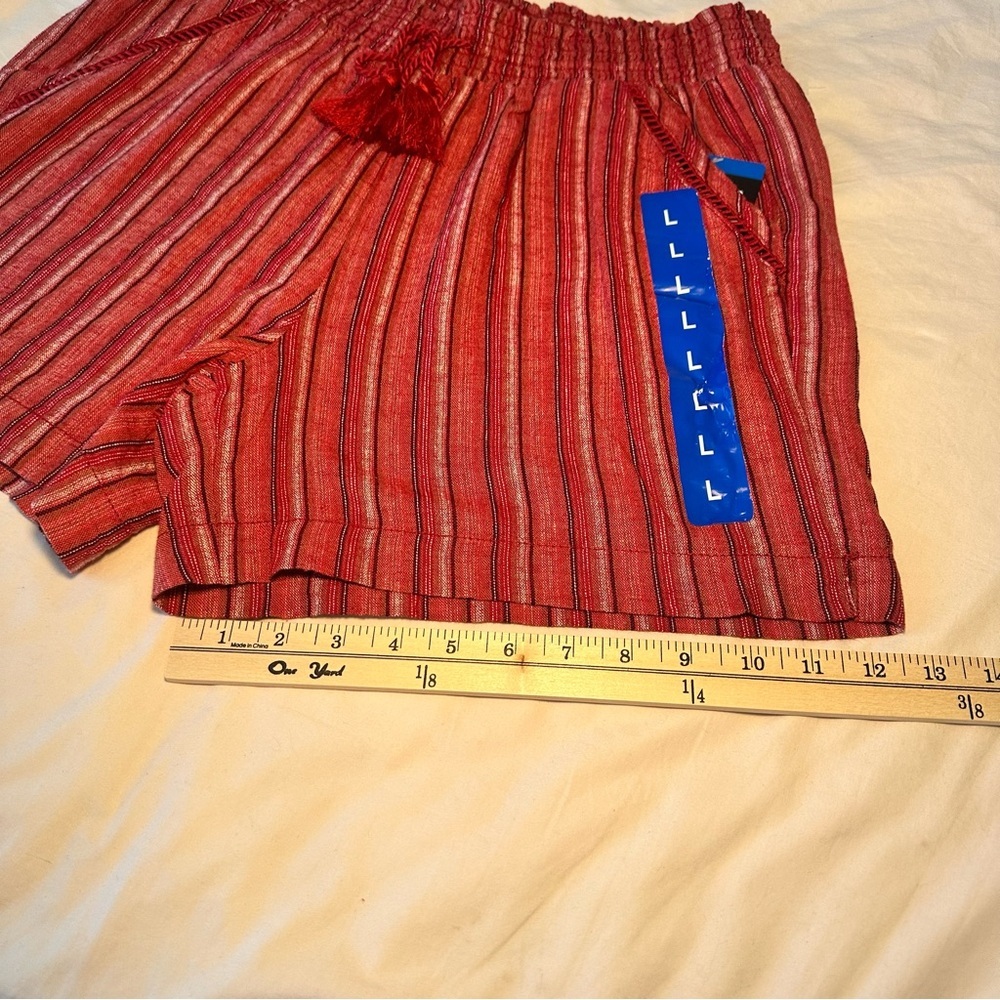Briggs Women’s Striped Linen Blend Pull-On Shorts Red Size Large NWT - Picture 6 of 9